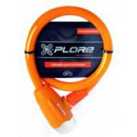 CADEADO PARA BICICLETA COM CHAVE XPLORE 8X1000MM MODELO 5691 LARANJA-1848
